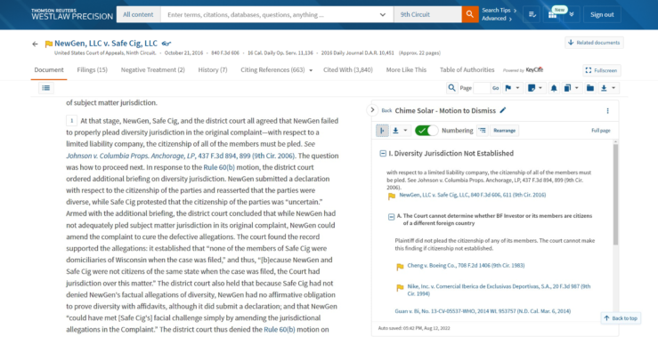 Outline Builder in Westlaw Precision